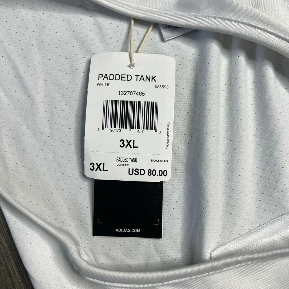 New Adidas Padded Tank Top‎ Men’s Size 3XL White Compression $80 Basketball
